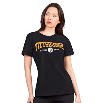 Women's G-III 4Her by Carl Banks Black Pittsburgh Steelers Super-Slim Lightweight Winning Crew T-Shirt