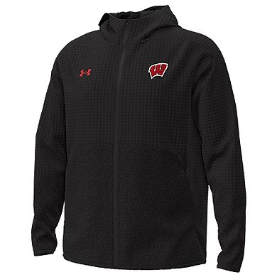 Men's Under Armour Black Wisconsin Badgers Unstoppable Raglan Full-Zip Jacket