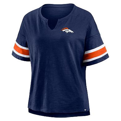 Women's Fanatics Navy Denver Broncos Plus Size Redzone Notch Neck T-Shirt