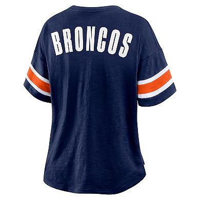 Women's Fanatics Navy Denver Broncos Plus Size Redzone Notch Neck T-Shirt