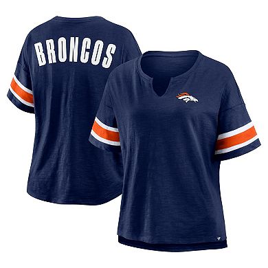 Women's Fanatics Navy Denver Broncos Plus Size Redzone Notch Neck T-Shirt
