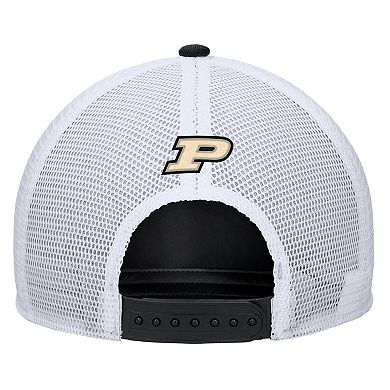 Men's Nike Black Purdue Boilermakers 2025 On-Field Rise Trucker Performance Adjustable Hat