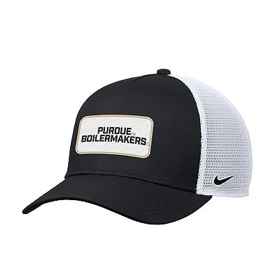 Men's Nike Black Purdue Boilermakers 2025 On-Field Rise Trucker Performance Adjustable Hat