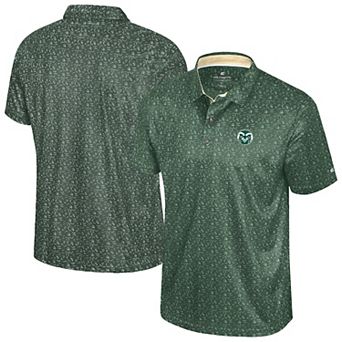 Men's Colosseum Green Colorado State Rams Football Print Polo