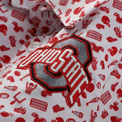 Infant Garb White/Scarlet Ohio State Buckeyes Tom Allover Print Performance Polo Bodysuit