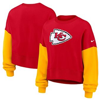 Women's Nike Red Kansas City Chiefs Oversized Color-Block Pullover Sweatshirt