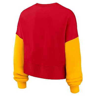 Women's Nike Red Kansas City Chiefs Oversized Color-Block Pullover Sweatshirt
