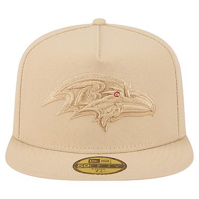 Men's New Era Beige Baltimore Ravens Color Pack A-Frame 59FIFTY Fitted Hat