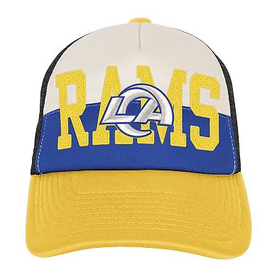 Youth White/Gold Los Angeles Rams Modern Fan Trucker Adjustable Hat