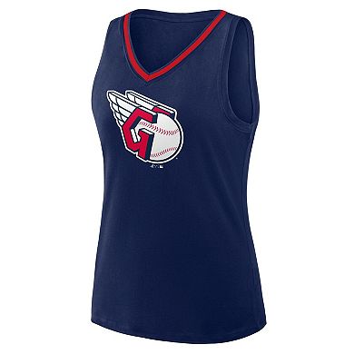 Women's Logo Athletic Navy Cleveland Guardians Stellar Win V-Neck Tank Top
