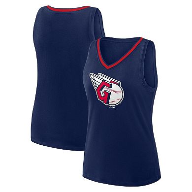 Women's Logo Athletic Navy Cleveland Guardians Stellar Win V-Neck Tank Top