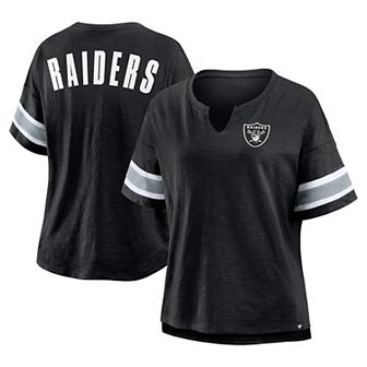 Women's Fanatics Black Las Vegas Raiders Plus Size Redzone Notch Neck T-Shirt