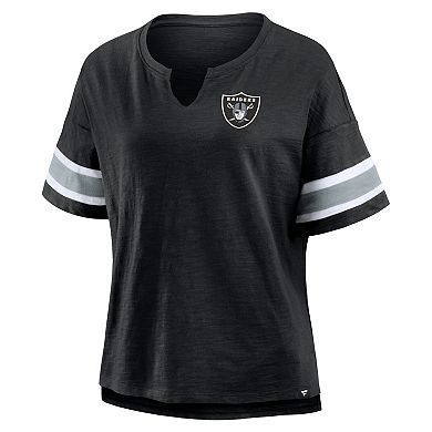 Women's Fanatics Black Las Vegas Raiders Plus Size Redzone Notch Neck T-Shirt
