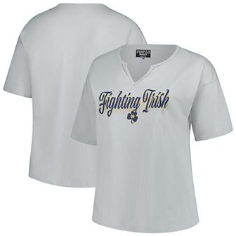 Women's Fanatics Gray Notre Dame Fighting Irish Plus Size Winning Gear Notch Neck T-Shirt