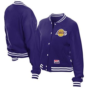 Women's New Era Purple Los Angeles Lakers Throwback Full-Snap Jacket