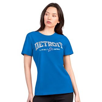 Women's G-III 4Her by Carl Banks Blue Detroit Lions Super-Slim Lightweight Winning Crew T-Shirt
