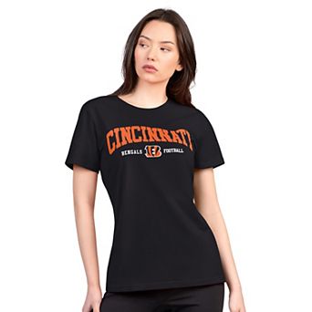 Women's G-III 4Her by Carl Banks Black Cincinnati Bengals Super-Slim Lightweight Winning Crew T-Shirt