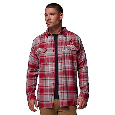 Men's Columbia Crimson Oklahoma Sooners Flare Gun Omni-Wick Flannel Long Sleeve Button-Up Shirt