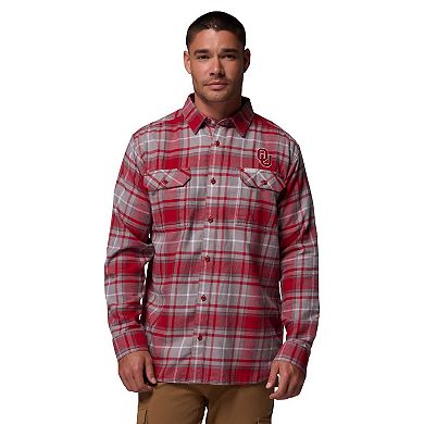 Men's Columbia Crimson Oklahoma Sooners Flare Gun Omni-Wick Flannel Long Sleeve Button-Up Shirt
