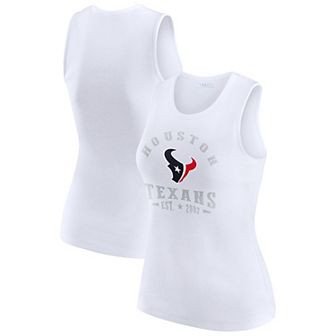 Women's WEAR by Erin Andrews White Houston Texans Ribbed Graphic Tank Top