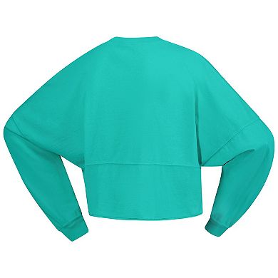 Women's Spirit Jersey Mint New York Liberty Jumbo Print Oversized Cropped Long-Sleeve T-Shirt