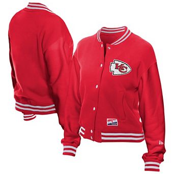 Women's New Era Red Kansas City Chiefs Throwback Fleece Full-Snap Jacket