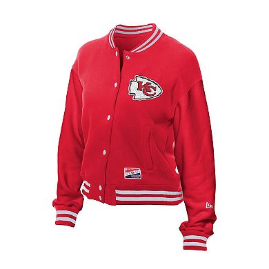 Women's New Era Red Kansas City Chiefs Throwback Fleece Full-Snap Jacket