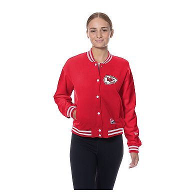 Women's New Era Red Kansas City Chiefs Throwback Fleece Full-Snap Jacket