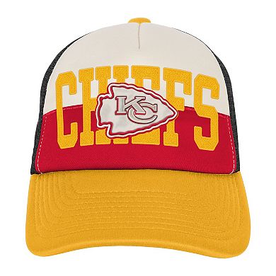Youth White/Gold Kansas City Chiefs Modern Fan Trucker Adjustable Hat