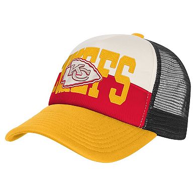 Youth White/Gold Kansas City Chiefs Modern Fan Trucker Adjustable Hat