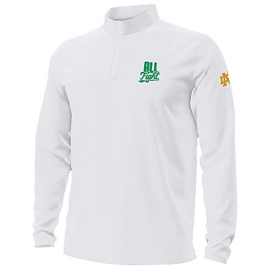 Men's Under Armour White Notre Dame Fighting Irish All Fight Motion Quarter-Zip Sweatshirt