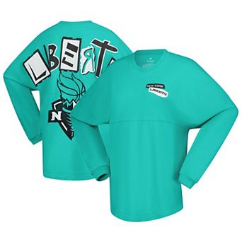 Women's Spirit Jersey Mint New York Liberty Patches Oversized Long Sleeve T-Shirt
