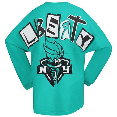 Women's Spirit Jersey Mint New York Liberty Patches Oversized Long Sleeve T-Shirt