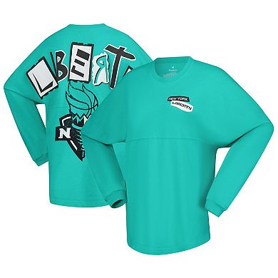 Women's Spirit Jersey Mint New York Liberty Patches Oversized Long Sleeve T-Shirt