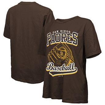 Women's Majestic Threads Brown San Diego Padres Oversized First Base T-Shirt