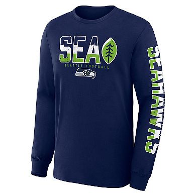 Men's Fanatics College Navy Seattle Seahawks Hometown Sweep Legacy Long Sleeve T-Shirt