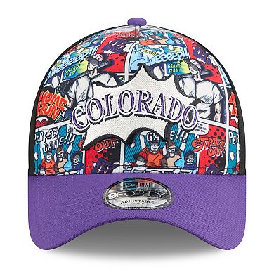 Youth New Era Black/Purple Colorado Rockies 2025 MLB Diamond Hero Edition A-Frame 9FORTY Adjustable Hat