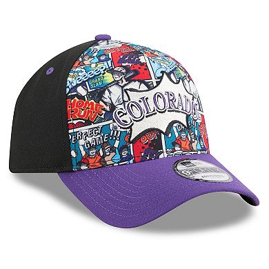 Youth New Era Black/Purple Colorado Rockies 2025 MLB Diamond Hero Edition A-Frame 9FORTY Adjustable Hat