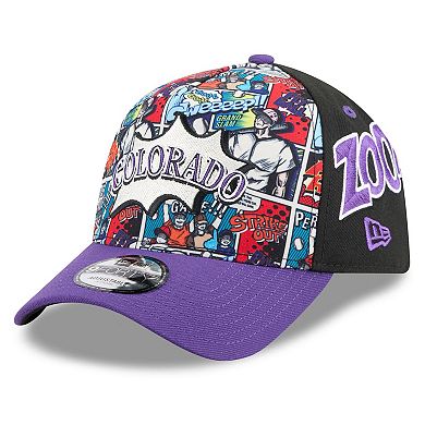 Youth New Era Black/Purple Colorado Rockies 2025 MLB Diamond Hero Edition A-Frame 9FORTY Adjustable Hat