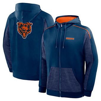 Men's Fanatics Navy Chicago Bears Checkdown Pass Full-Zip Hoodie