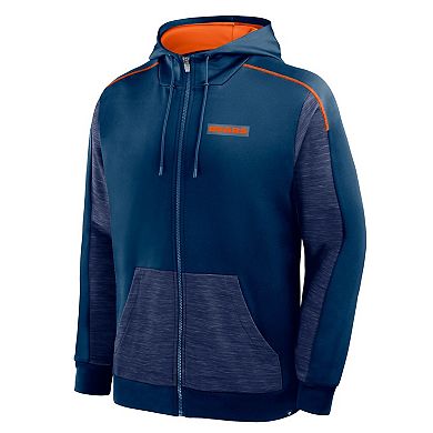 Men's Fanatics Navy Chicago Bears Checkdown Pass Full-Zip Hoodie