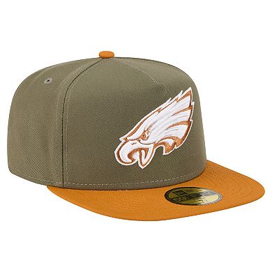 Men's New Era Olive/Brown Philadelphia Eagles Color Pack A-Frame 59FIFTY Fitted Hat