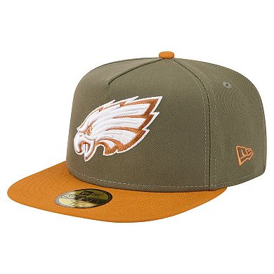 Men's New Era Olive/Brown Philadelphia Eagles Color Pack A-Frame 59FIFTY Fitted Hat
