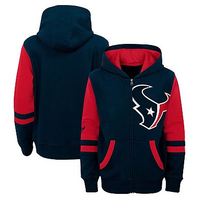 Preschool Navy Houston Texans Stadium Color Block Full-Zip Hoodie