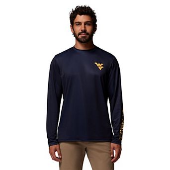 Men's Columbia Navy West Virginia Mountaineers PHG Terminal Shot Omni Shade 3-Hit Long Sleeve T-Shirt