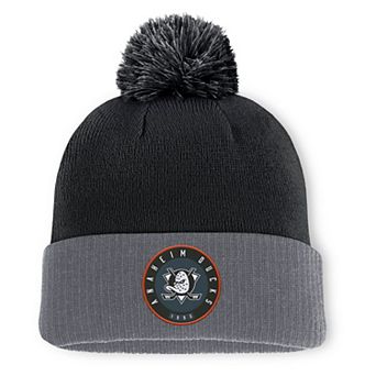 Men's Fanatics Black Anaheim Ducks Aspyn Cuffed Knit Hat with Pom
