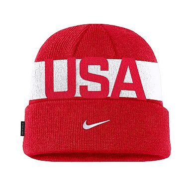 Men's Nike Red Team USA On-Field Utility Cuffed Knit Hat