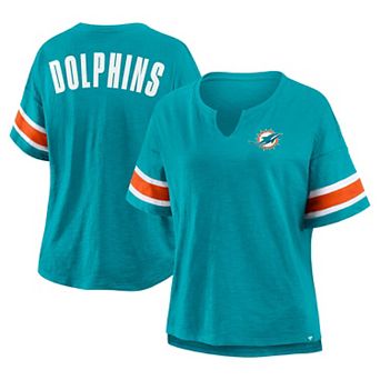 Women's Fanatics Aqua Miami Dolphins Plus Size Redzone Notch Neck T-Shirt