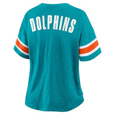 Women's Fanatics Aqua Miami Dolphins Plus Size Redzone Notch Neck T-Shirt