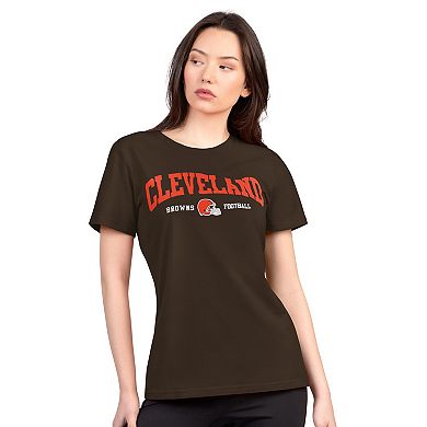 Women's G-III 4Her by Carl Banks Brown Cleveland Browns Super-Slim Lightweight Winning Crew T-Shirt